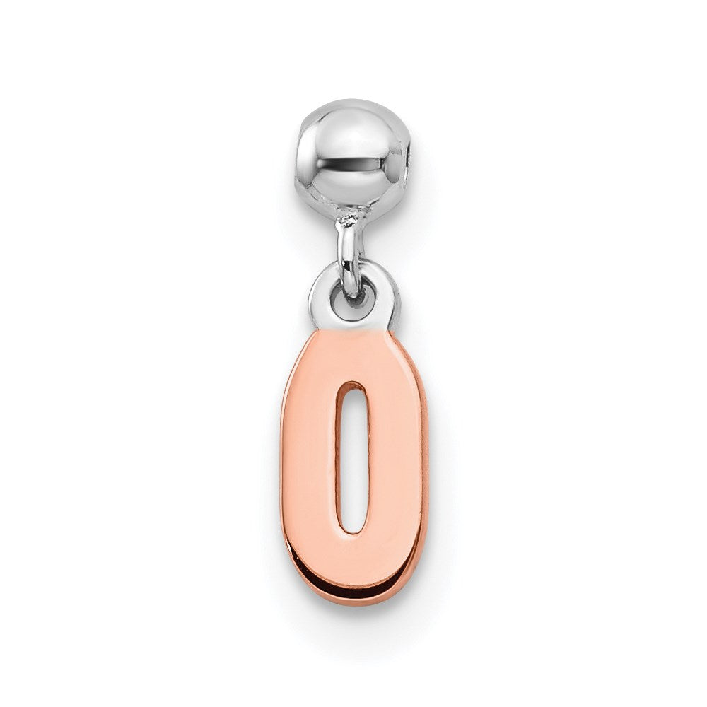 Mio Memento Sterling Silver Rhodium-plated Rose-tone Dangle Number 0 Charm
