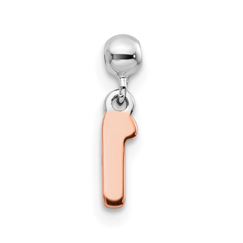 Mio Memento Sterling Silver Rhodium-plated Rose-tone Dangle Number 1 Charm