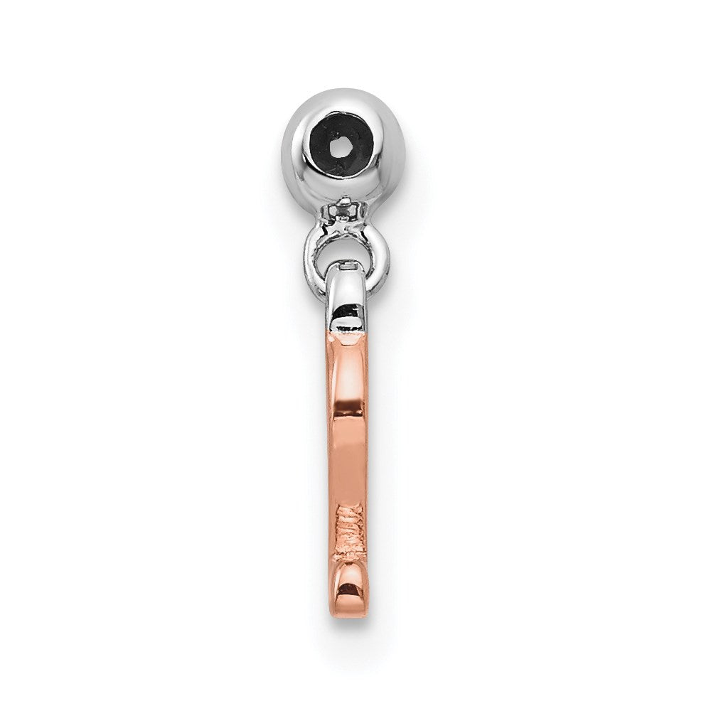 Mio Memento Sterling Silver Rhodium-plated Rose-tone Dangle Number 2 Charm