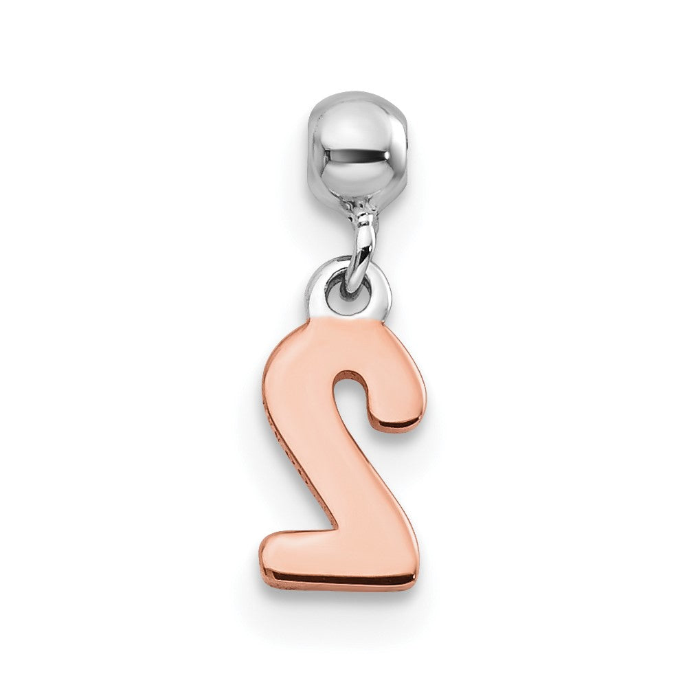Mio Memento Sterling Silver Rhodium-plated Rose-tone Dangle Number 2 Charm