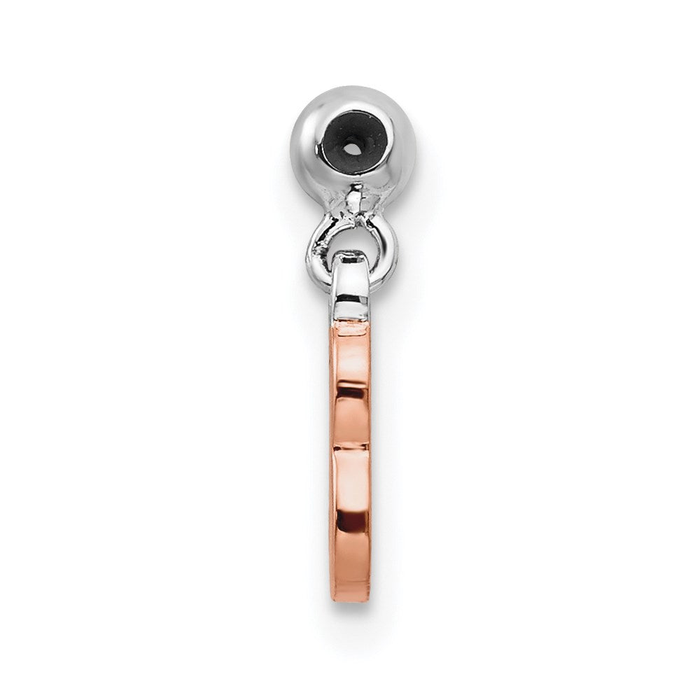 Mio Memento Sterling Silver Rhodium-plated Rose-tone Dangle Number 3 Charm