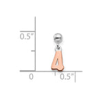 Mio Memento Sterling Silver Rhodium-plated Rose-tone Dangle Number 4 Charm