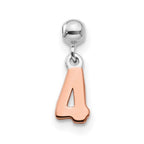 Mio Memento Sterling Silver Rhodium-plated Rose-tone Dangle Number 4 Charm