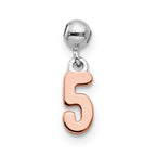 Mio Memento Sterling Silver Rhodium-plated Rose-tone Dangle Number 5 Charm