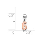 Mio Memento Sterling Silver Rhodium-plated Rose-tone Dangle Number 6 Charm