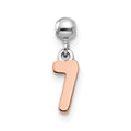 Mio Memento Sterling Silver Rhodium-plated Rose-tone Dangle Number 7 Charm