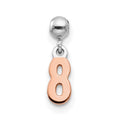 Mio Memento Sterling Silver Rhodium-plated Rose-tone Dangle Number 8 Charm