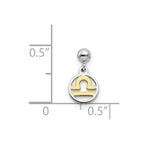 Mio Memento Sterling Silver Rhodium-plated Gold-tone Dangle Libra Charm