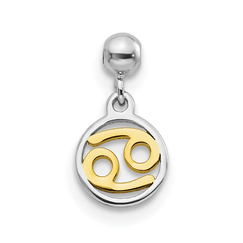 Mio Memento Sterling Silver Rhodium-plated Gold-tone Dangle Cancer Charm