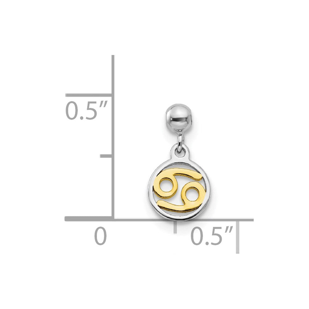 Mio Memento Sterling Silver Rhodium-plated Gold-tone Dangle Cancer Charm