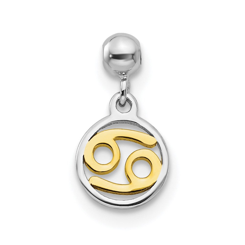 Mio Memento Sterling Silver Rhodium-plated Gold-tone Dangle Cancer Charm