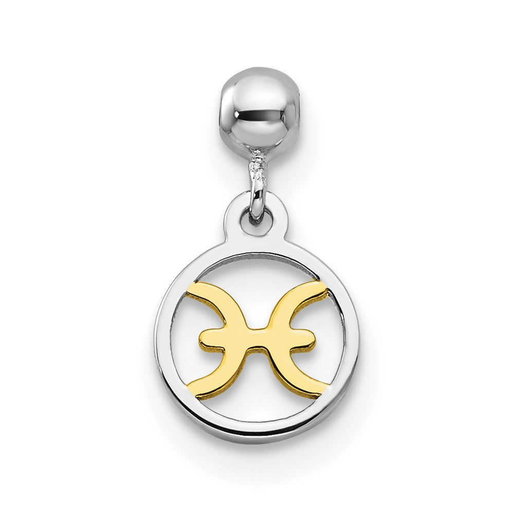 Mio Memento Sterling Silver Rhodium-plated Gold-tone Dangle Pisces Charm