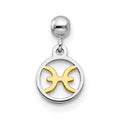 Mio Memento Sterling Silver Rhodium-plated Gold-tone Dangle Pisces Charm