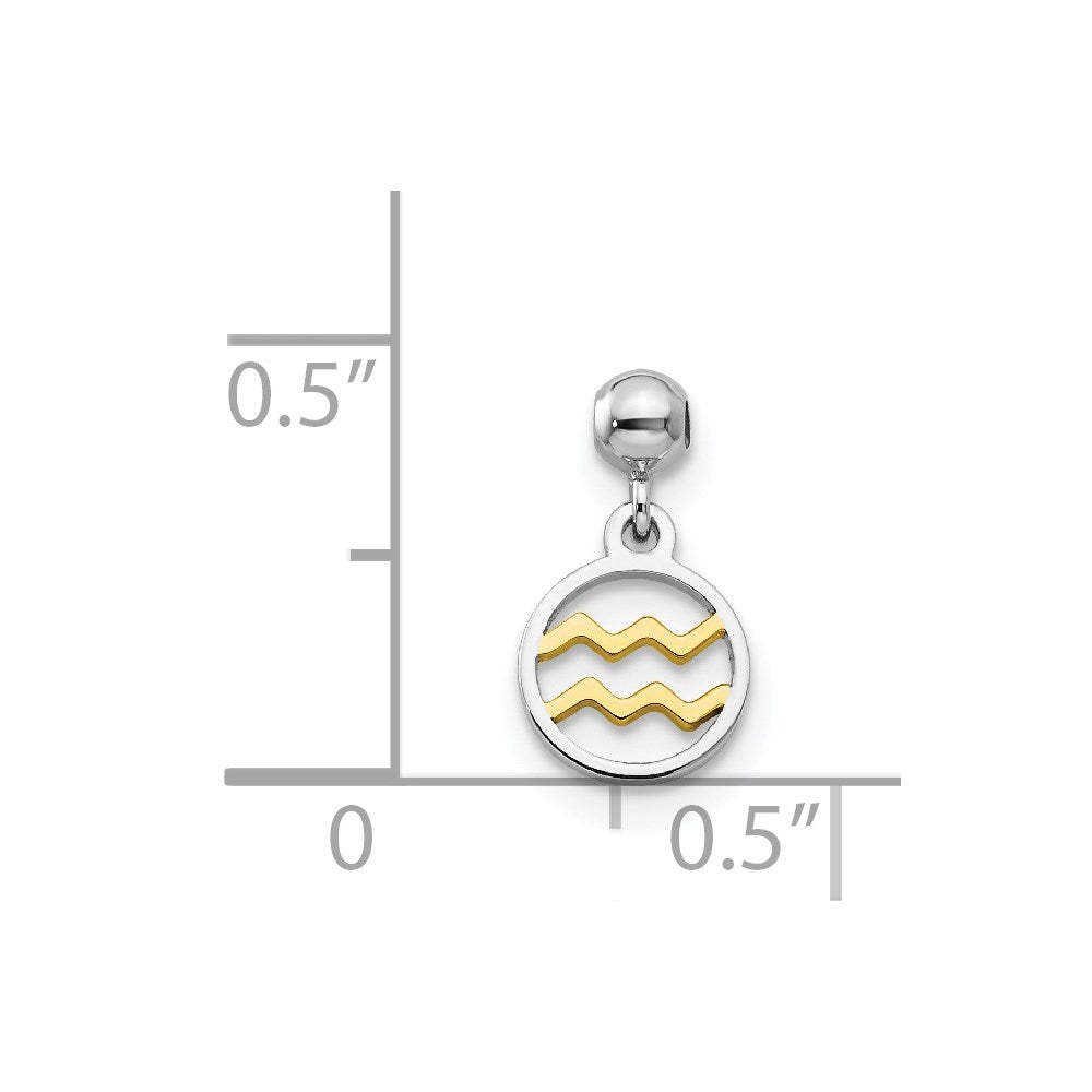 Mio Memento Sterling Silver Rhodium-plated Gold-tone Dangle Aquarius Charm