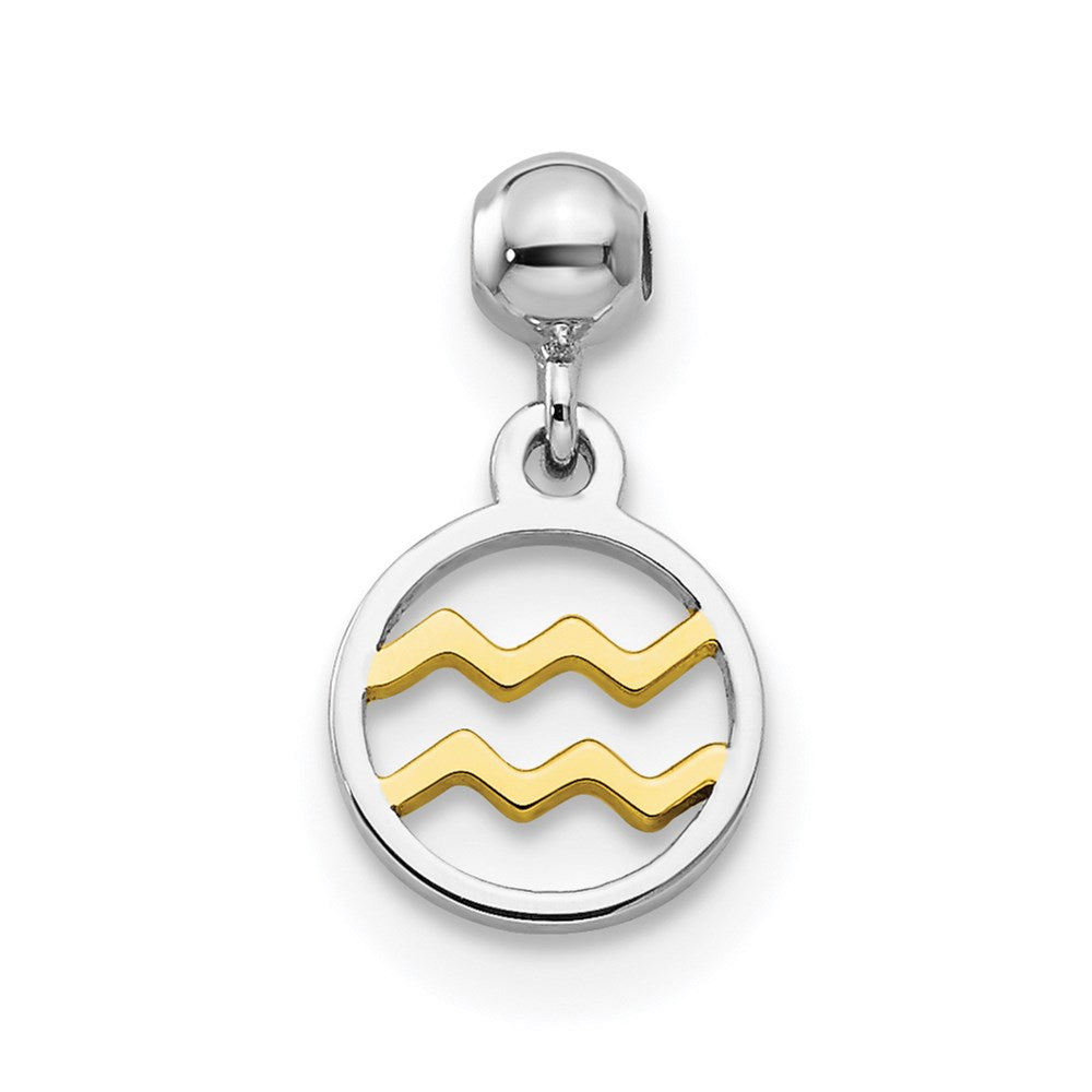 Mio Memento Sterling Silver Rhodium-plated Gold-tone Dangle Aquarius Charm