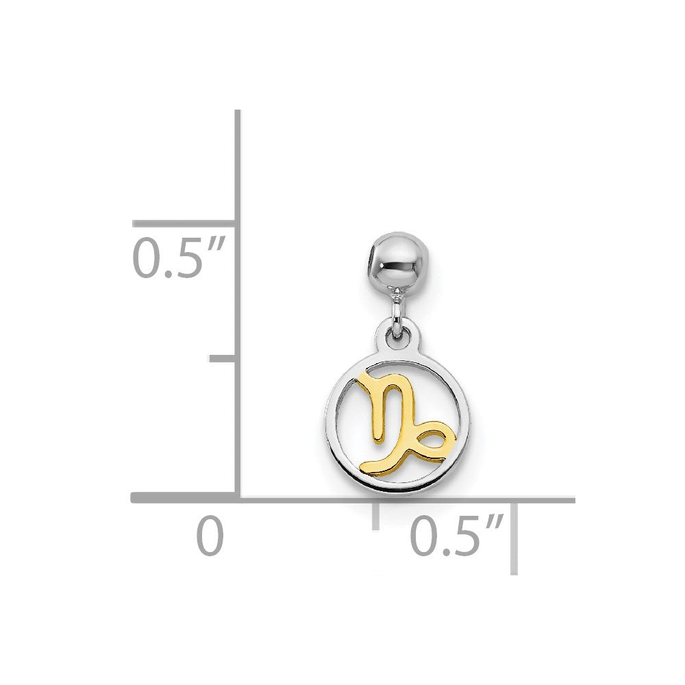 Mio Memento Sterling Silver Rhodium-plated Gold-tone Capricorn Charm