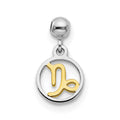 Mio Memento Sterling Silver Rhodium-plated Gold-tone Capricorn Charm