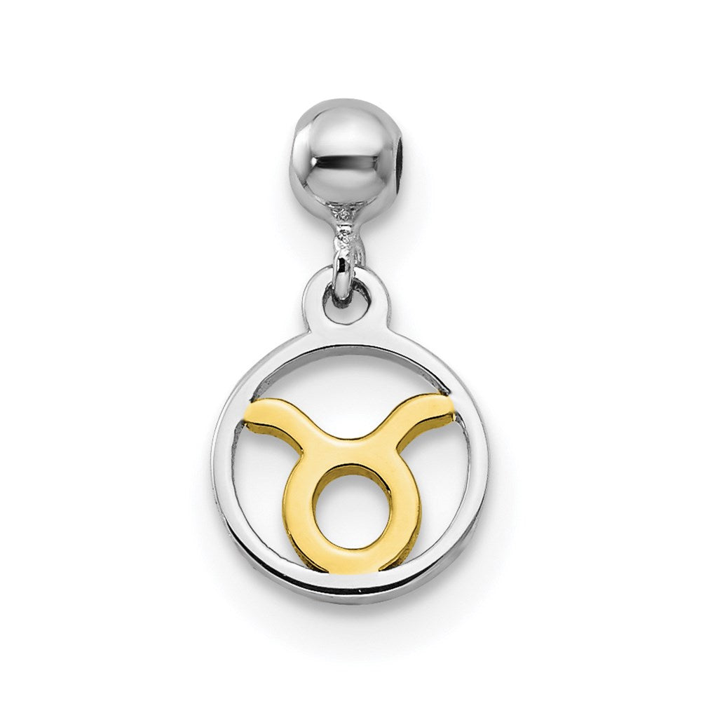 Mio Memento Sterling Silver Rhodium-plated Gold-tone Dangle Taurus Charm