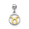 Mio Memento Sterling Silver Rhodium-plated Gold-tone Dangle Taurus Charm