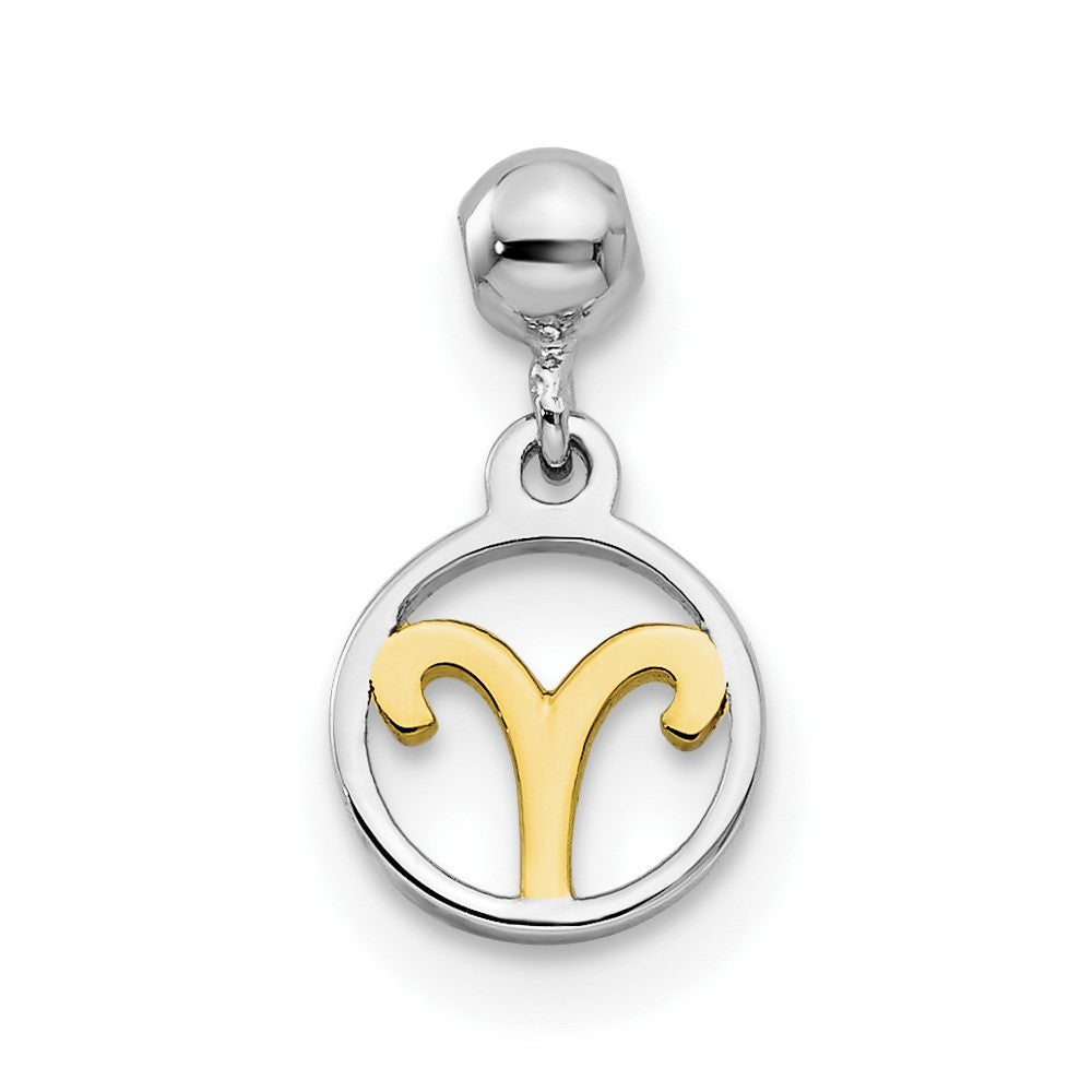 Mio Memento Sterling Silver Rhodium-plated Gold-tone Dangle Aries Charm
