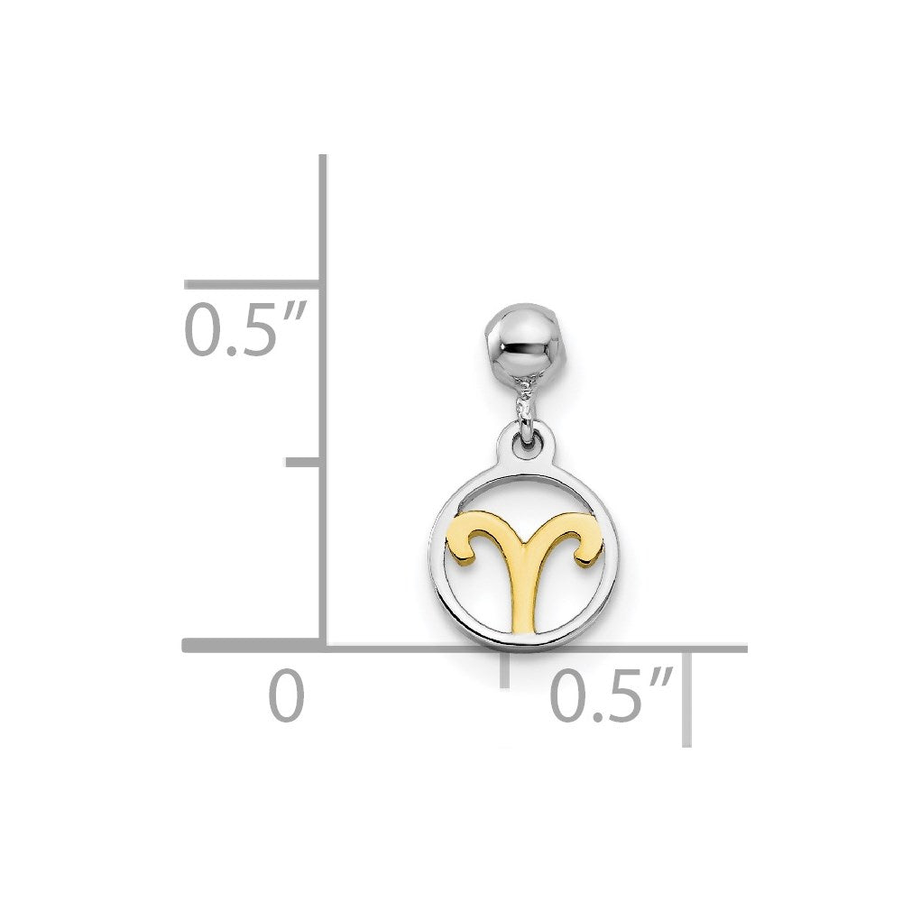 Mio Memento Sterling Silver Rhodium-plated Gold-tone Dangle Aries Charm