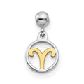 Mio Memento Sterling Silver Rhodium-plated Gold-tone Dangle Aries Charm