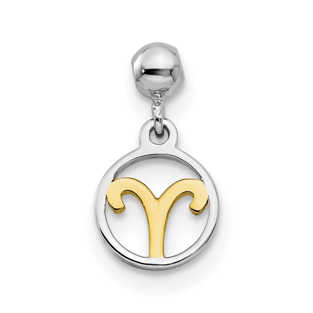 Mio Memento Sterling Silver Rhodium-plated Gold-tone Dangle Aries Charm