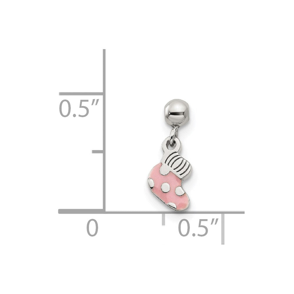 Mio Memento Sterling Silver Pink Enamel Dangle Baby Sock Charm