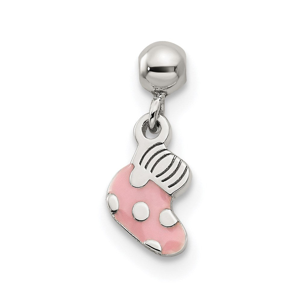 Mio Memento Sterling Silver Pink Enamel Dangle Baby Sock Charm
