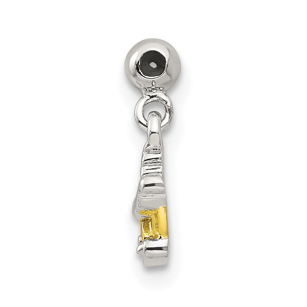 Mio Memento Sterling Silver Gold Tone Enamel Baby Carriage Charm