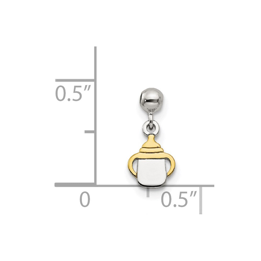 Mio Memento Sterling Silver Gold Tone Dangle Baby Bottle Charm