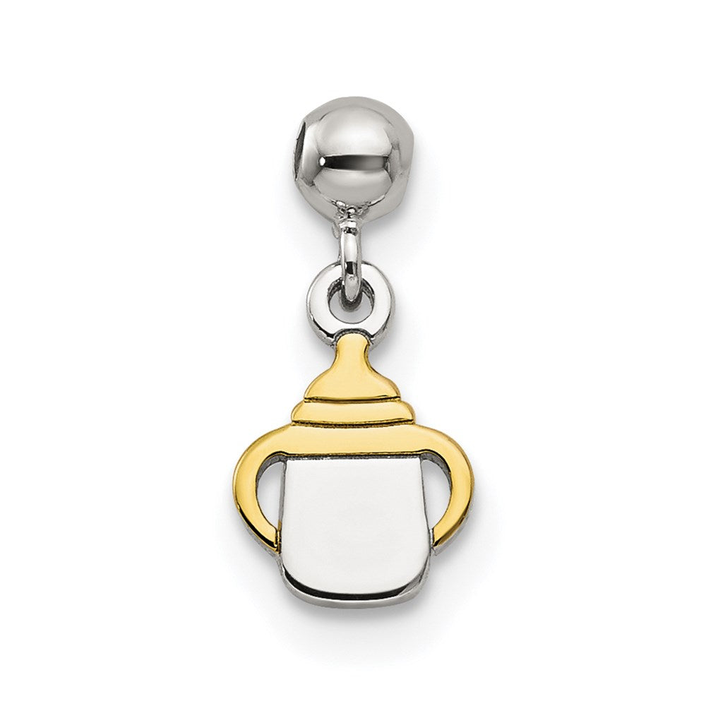 Mio Memento Sterling Silver Gold Tone Dangle Baby Bottle Charm