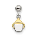 Mio Memento Sterling Silver Gold Tone Dangle Baby Bottle Charm