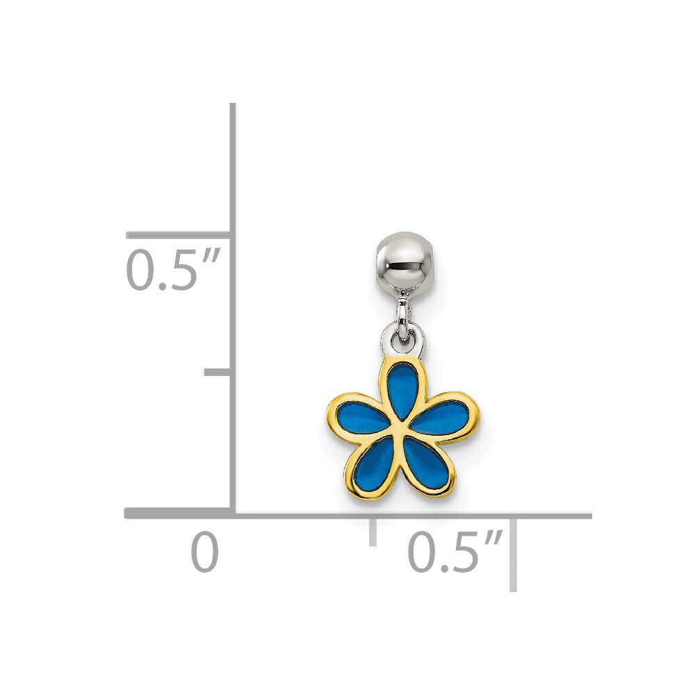 Mio Memento Sterling Silver Gold-tone Blue Enamel Flower Charm
