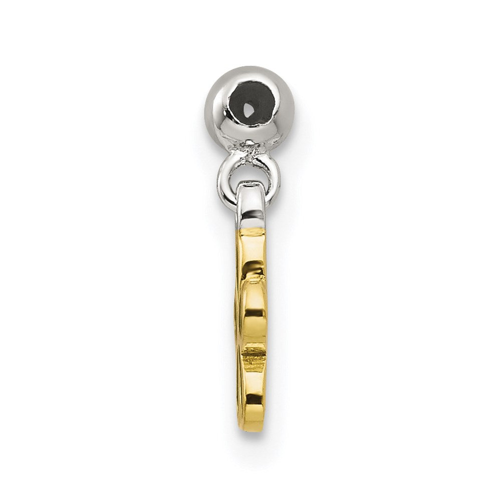 Mio Memento Sterling Silver Gold-tone Green Enamel Flower Charm