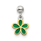 Mio Memento Sterling Silver Gold-tone Green Enamel Flower Charm