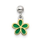 Mio Memento Sterling Silver Gold-tone Green Enamel Flower Charm