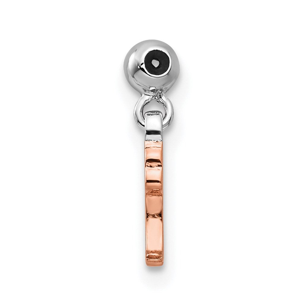Mio Memento Sterling Silver Rhodium-plated Rose-tone Enamel Dangle Flamingo Charm