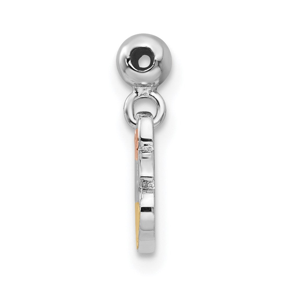 Mio Memento Sterling Silver Rhodium-plated Rose-tone and Gold-tone Bell Charm