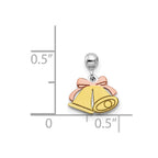 Mio Memento Sterling Silver Rhodium-plated Rose-tone and Gold-tone Bell Charm