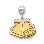 Mio Memento Sterling Silver Rhodium-plated Rose-tone and Gold-tone Bell Charm