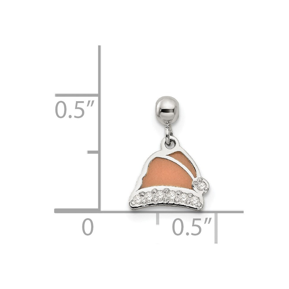 Mio Memento Sterling Silver Enamel with CZ Dangle Santa Hat Charm
