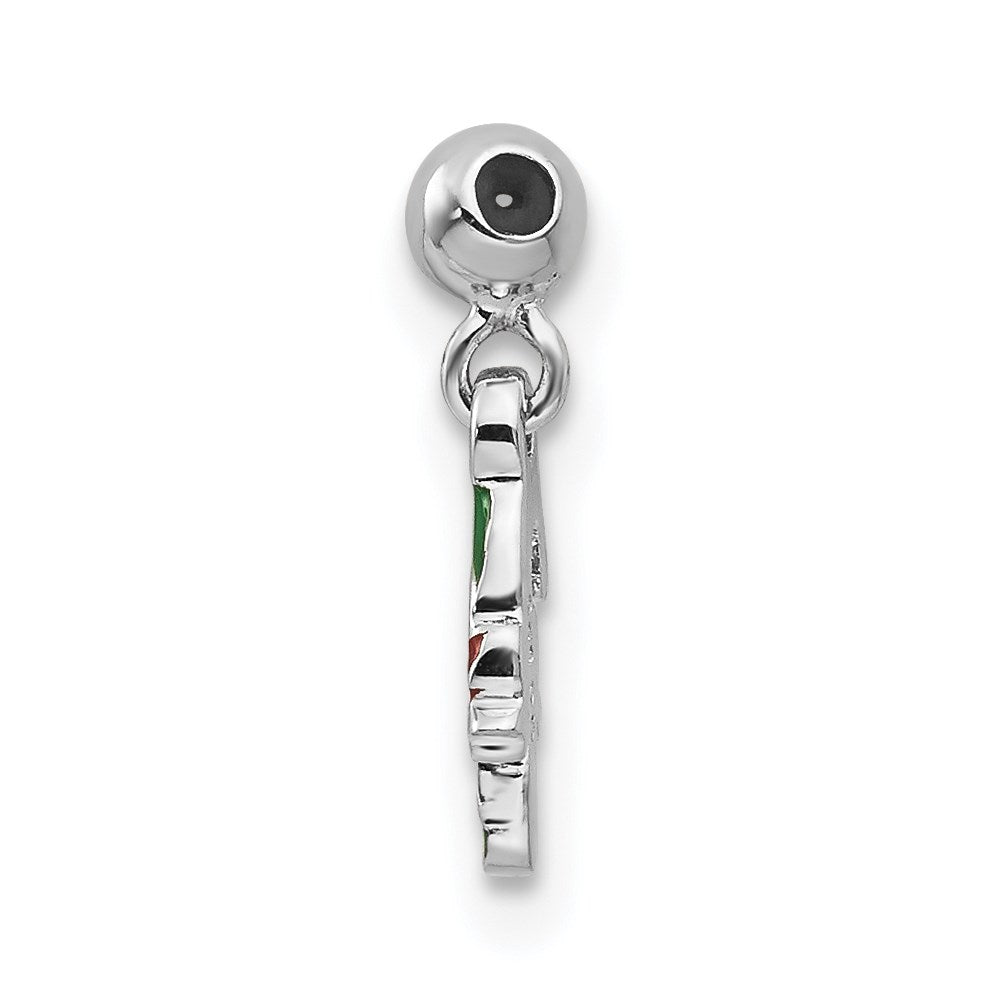 Mio Memento Sterling Silver Rhodium-plated Gold-tone Enamel Candy Cane Charm