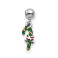 Mio Memento Sterling Silver Rhodium-plated Gold-tone Enamel Candy Cane Charm