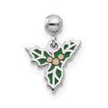 Mio Memento Sterling Silver Rhodium-plated Rose-tone Enamel Mistletoe Charm