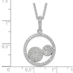 Sterling Silver & CZ Brilliant Embers Circles w/ 2in ext Necklace