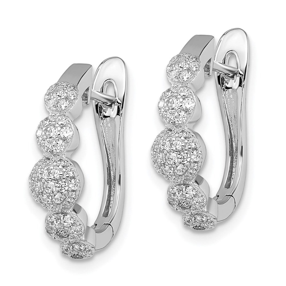 Brilliant Embers Sterling Silver Rhodium-plated 92 Stone Micro Pav‚ CZ Hinged Hoop Earrings