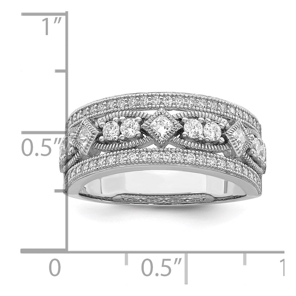 Brilliant Embers Sterling Silver Rhodium-plated 59 Stone Micro Pav‚ CZ Polished Ring