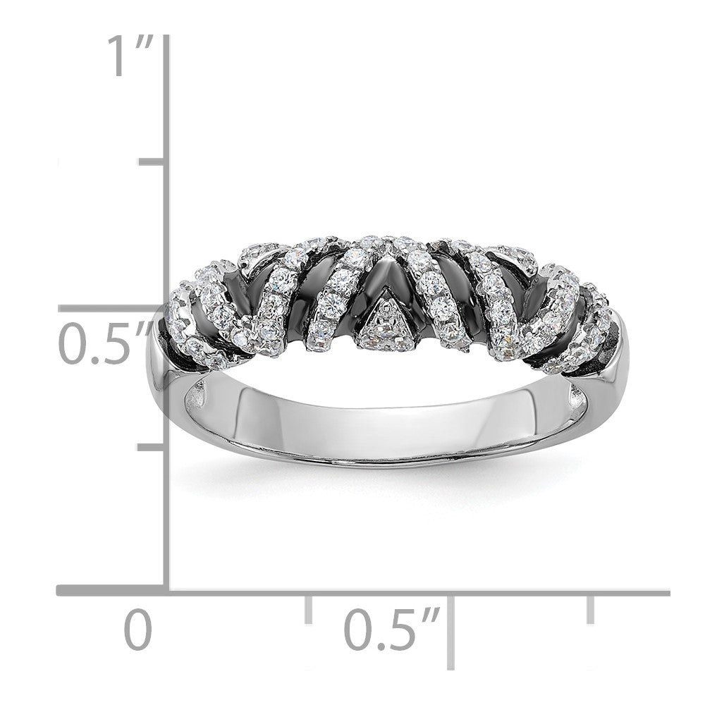 Sterling Silver w/ Black Rhodium & CZ True Fire Ring