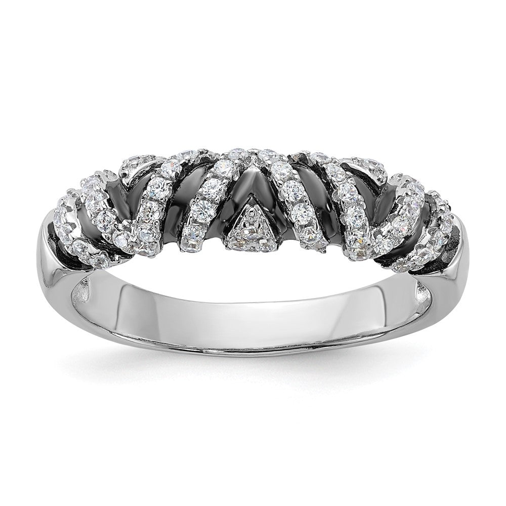 Sterling Silver w/ Black Rhodium & CZ True Fire Ring